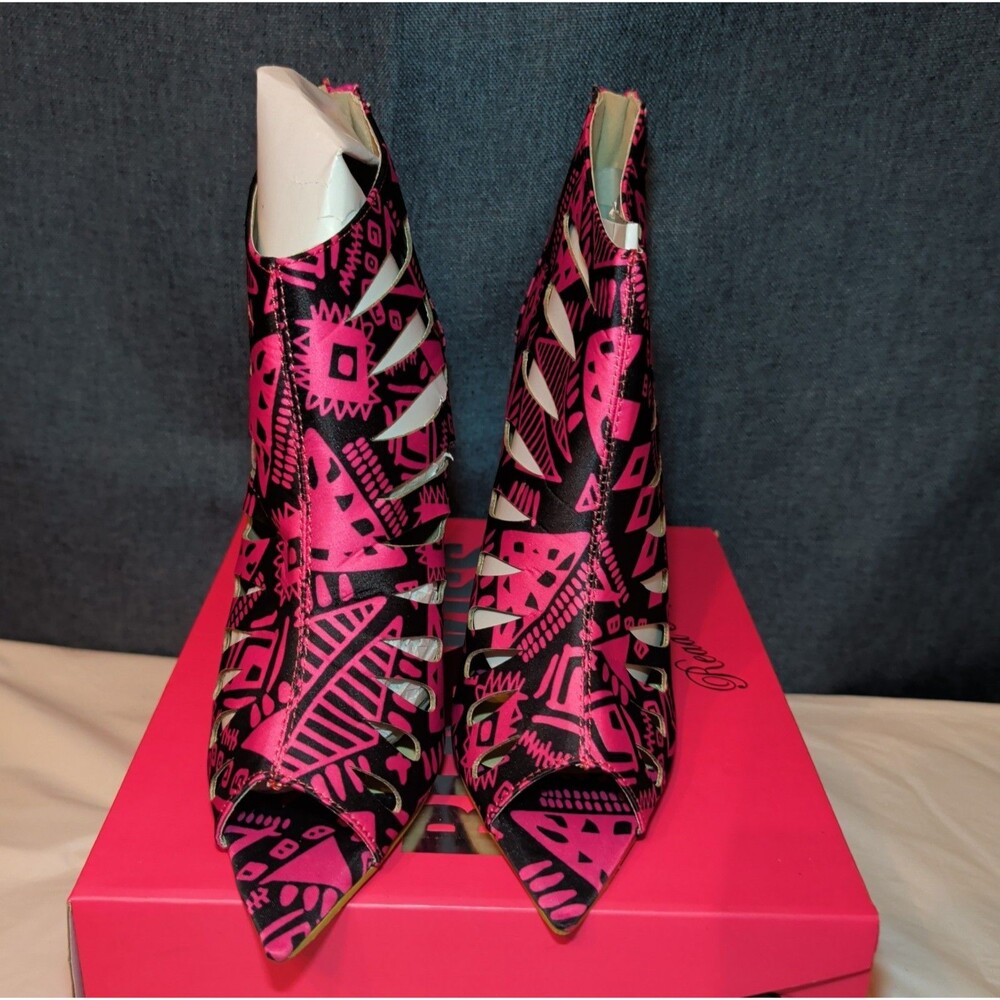 RedKiss Summerdance High Heels Size 9 Pink Black Caged Booties Stiletto Boxed - Picture 7 of 16